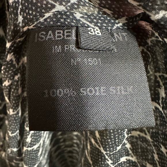 Isabel Marant Blouse Black Silk Sheer Ruffle Hem 3/4 sleeve - Picture 7 of 7
